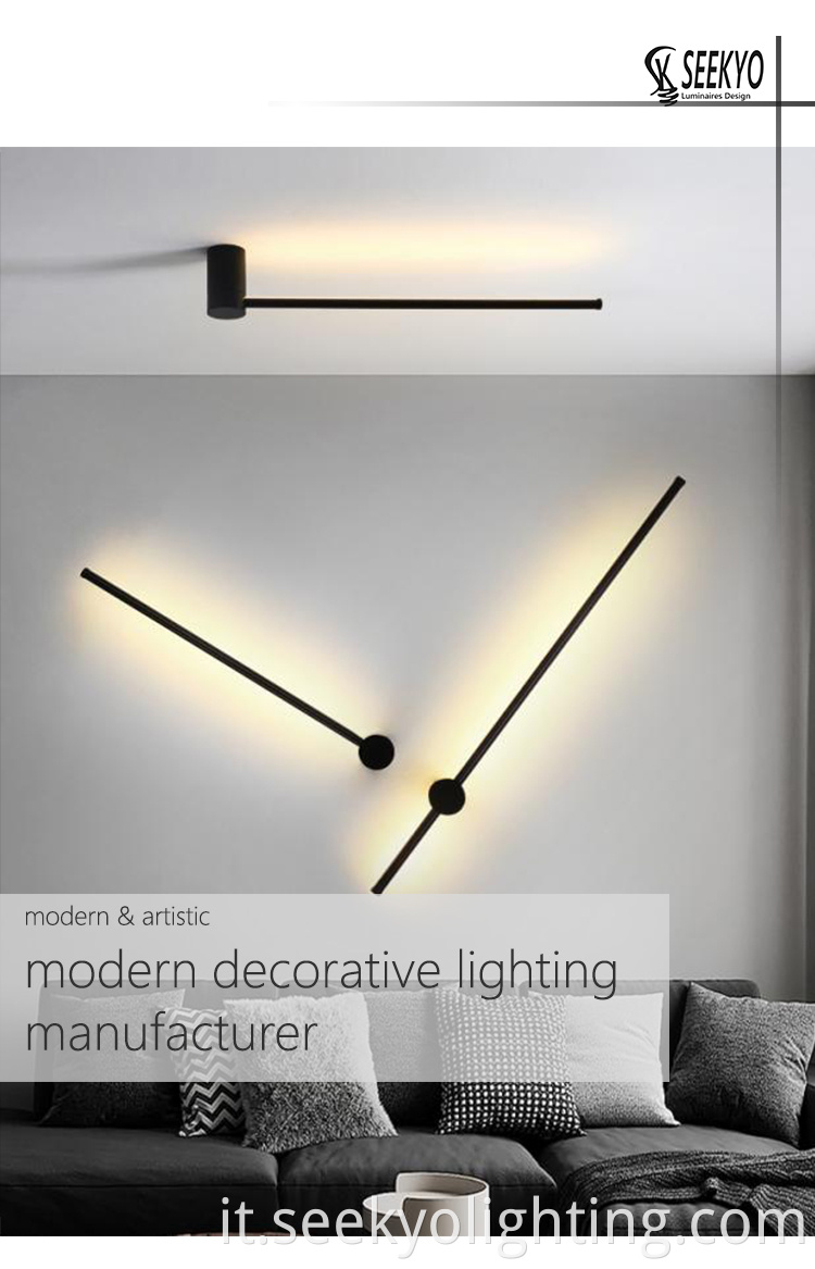 An aluminum black color soft light linear wall lamp